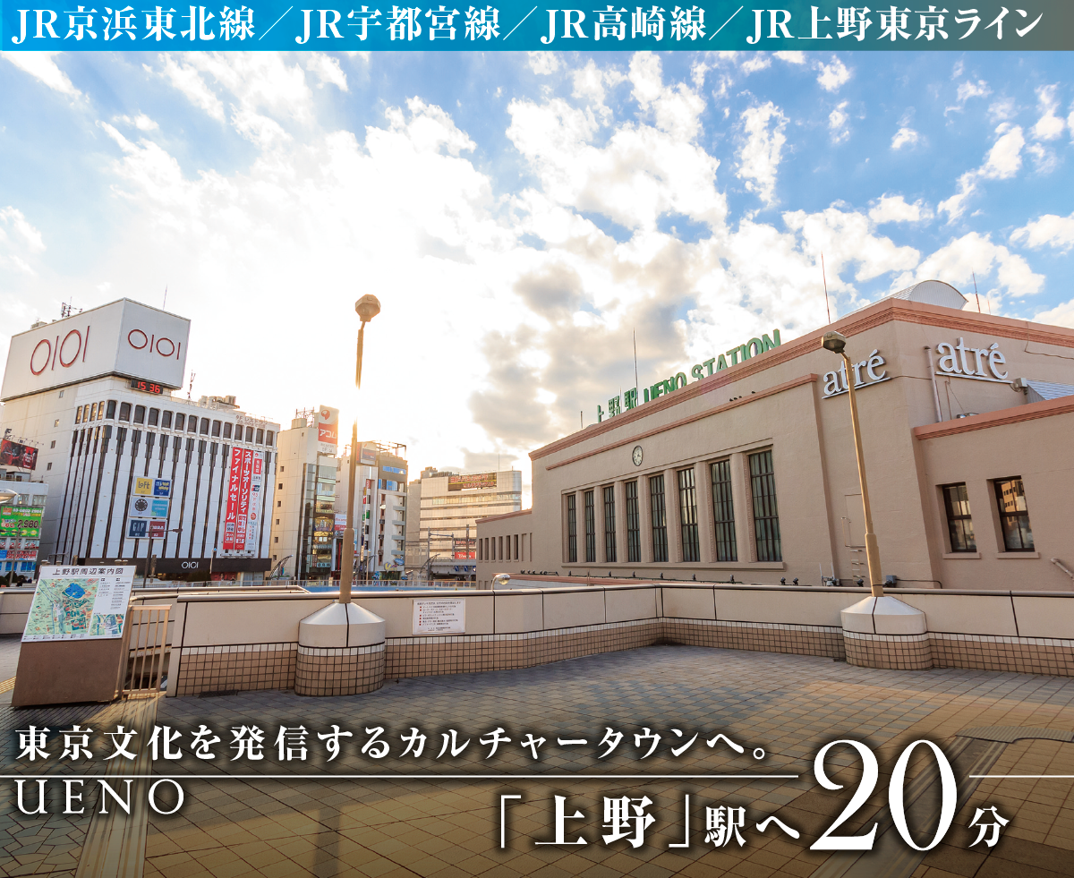 「上野」駅へ20分