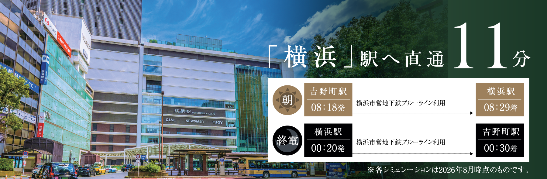 「横浜」駅へ直通11分