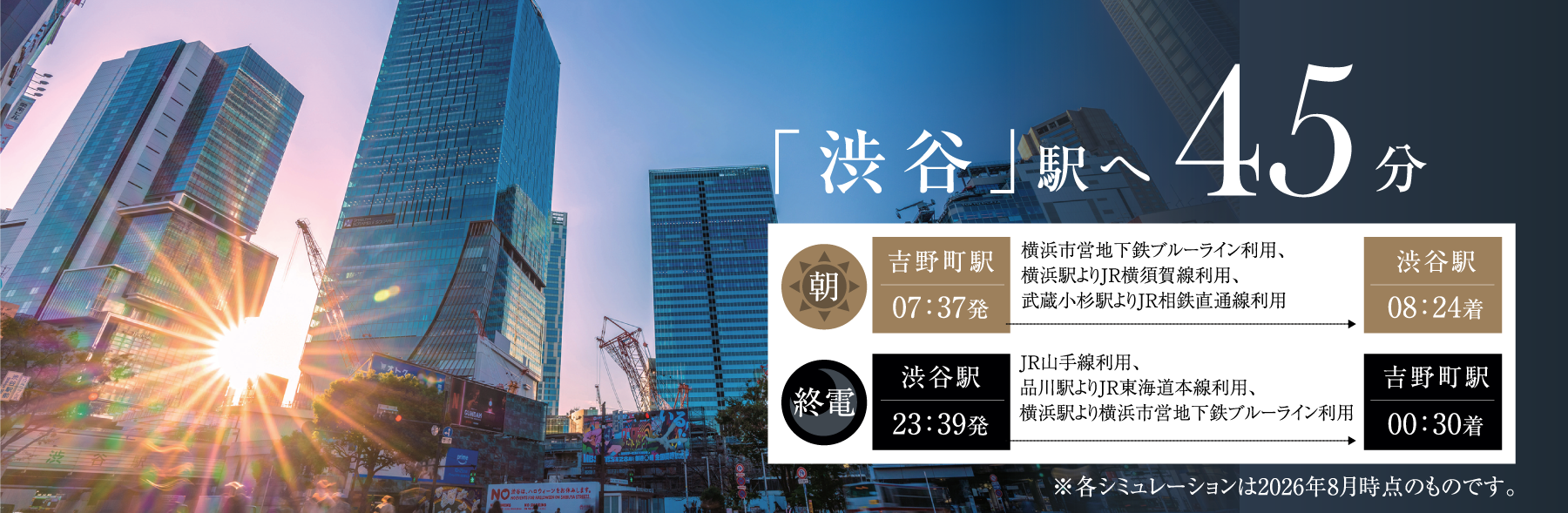「渋谷」駅へ45分
